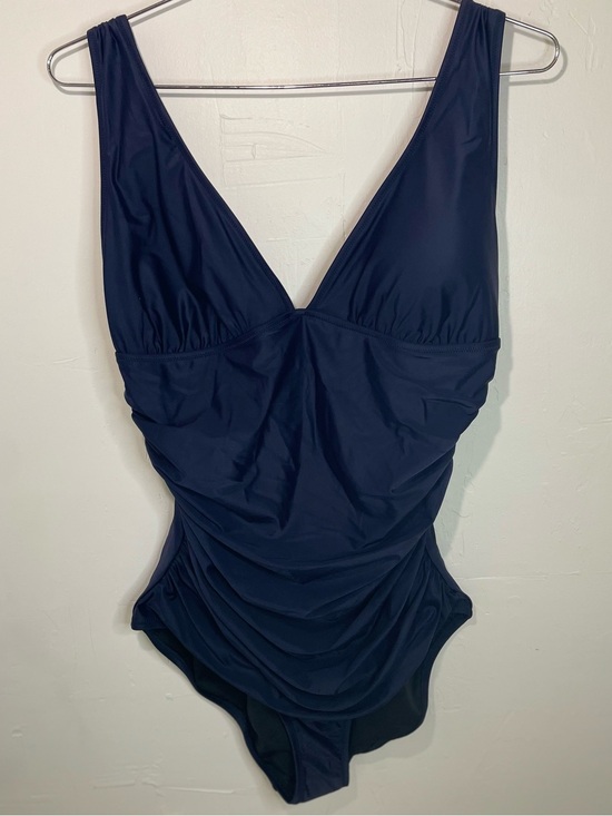 J. Crew Other - J.Crew Ruched plunge one-piece swimsuit in Navy Size 16